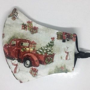 RED TRUCKS SCENIC 100% COTTON 3-LAYER MASK…